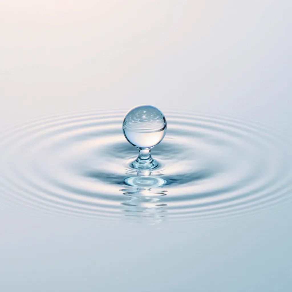 A single drop of water rippling across a calm pool